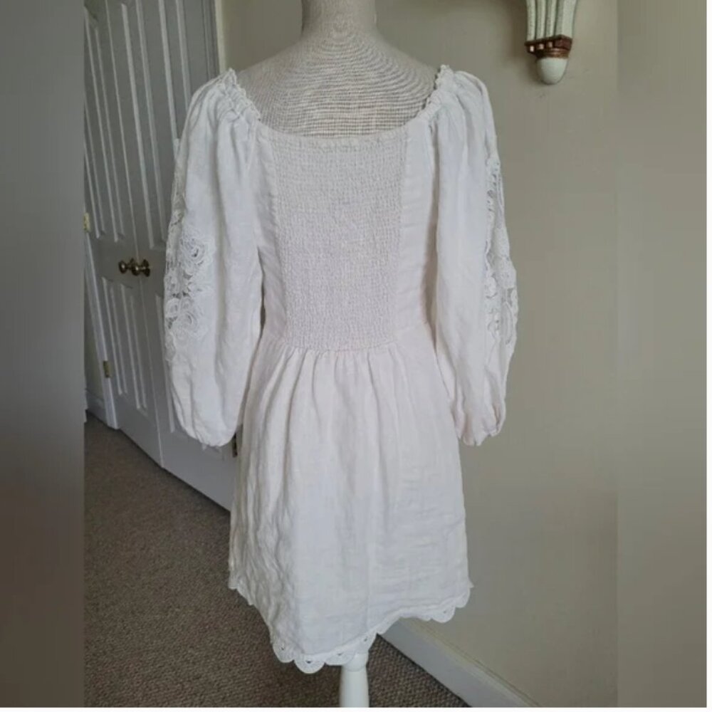 Farm Rio off-white embroidered euroflax premium cotton mini dress size XS - Picture 3 of 6